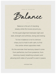 Balance Word of Intention Framed print A1 (59.4 x 84.1 cm) White frame Linen paper