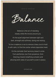 Balance Word of Intention Framed print A1 (59.4 x 84.1 cm) Wood frame Carbon paper