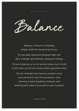 Balance Word of Intention Framed print 70x100 cm / 28x40″ White frame Carbon paper