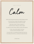 Calm Word of Intention Framed print 60x80 cm / 24x32″ Wood frame Linen paper