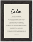 Calm Word of Intention Framed print 13x18 cm / 5x7″ Black frame Linen paper