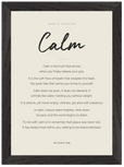 Calm Word of Intention Framed print 21x29.7 cm / 8x12" Black frame Linen paper