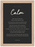 Calm Word of Intention Framed print 21x29.7 cm / 8x12" Wood frame Carbon paper