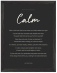 Calm Word of Intention Framed print 30x40 cm / 12x16″ Black frame Carbon paper