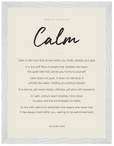Calm Word of Intention Framed print 30x40 cm / 12x16″ White frame Linen paper