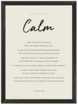 Calm Word of Intention Framed print A3 (29.7 x 42 cm) Black frame Linen paper
