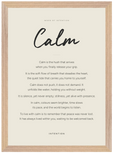 Calm Word of Intention Framed print A3 (29.7 x 42 cm) Wood frame Linen paper