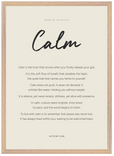 Calm Word of Intention Framed print A2 (42 x 59.4 cm) Wood frame Linen paper