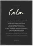 Calm Word of Intention Framed print 50x70 cm / 20x28″ Black frame Carbon paper