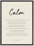 Calm Word of Intention Framed print 50x70 cm / 20x28″ Black frame Linen paper