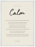 Calm Word of Intention Framed print 50x70 cm / 20x28″ White frame Linen paper