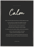 Calm Word of Intention Framed print A1 (59.4 x 84.1 cm) Black frame Carbon paper