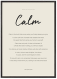 Calm Word of Intention Framed print A1 (59.4 x 84.1 cm) Black frame Linen paper