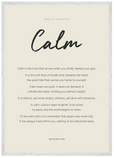 Calm Word of Intention Framed print A1 (59.4 x 84.1 cm) White frame Linen paper