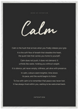 Calm Word of Intention Framed print 70x100 cm / 28x40″ White frame Carbon paper