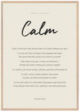 Calm Word of Intention Framed print 70x100 cm / 28x40″ Wood frame Linen paper