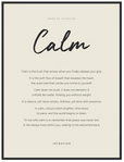 Calm Word of Intention Framed print 60x80 cm / 24x32″ Black frame Linen paper