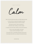 Calm Word of Intention Framed print 60x80 cm / 24x32″ White frame Linen paper
