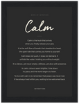 Calm Word of Intention Framed print 13x18 cm / 5x7″ Black frame Carbon paper