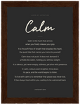 Calm Word of Intention Framed print 13x18 cm / 5x7″ Dark wood frame Carbon paper