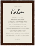Calm Word of Intention Framed print 13x18 cm / 5x7″ Dark wood frame Linen paper