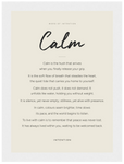 Calm Word of Intention Framed print 13x18 cm / 5x7″ White frame Linen paper