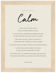 Calm Word of Intention Framed print 13x18 cm / 5x7″ Wood frame Linen paper