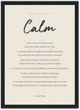Calm Word of Intention Framed print 21x29.7 cm / 8x12" Black frame Linen paper
