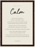 Calm Word of Intention Framed print 21x29.7 cm / 8x12" Dark wood frame Linen paper