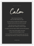 Calm Word of Intention Framed print 21x29.7 cm / 8x12" White frame Carbon paper