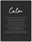 Calm Word of Intention Framed print 30x40 cm / 12x16″ Black frame Carbon paper