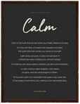 Calm Word of Intention Framed print 30x40 cm / 12x16″ Dark wood frame Carbon paper