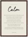 Calm Word of Intention Framed print 30x40 cm / 12x16″ Dark wood frame Linen paper