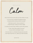 Calm Word of Intention Framed print 30x40 cm / 12x16″ Wood frame Linen paper