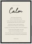 Calm Word of Intention Framed print A3 (29.7 x 42 cm) Black frame Linen paper