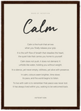 Calm Word of Intention Framed print A3 (29.7 x 42 cm) Dark wood frame Linen paper