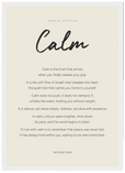 Calm Word of Intention Framed print A3 (29.7 x 42 cm) White frame Linen paper