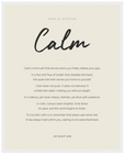 Calm Word of Intention Framed print 40x50 cm / 16x20″ White frame Linen paper