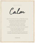 Calm Word of Intention Framed print 40x50 cm / 16x20″ Wood frame Linen paper