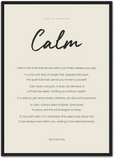 Calm Word of Intention Framed print A2 (42 x 59.4 cm) Black frame Linen paper