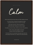 Calm Word of Intention Framed print A2 (42 x 59.4 cm) Dark wood frame Carbon paper