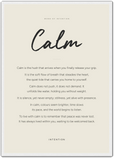 Calm Word of Intention Framed print A2 (42 x 59.4 cm) White frame Linen paper