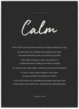 Calm Word of Intention Framed print 50x70 cm / 20x28″ Black frame Carbon paper