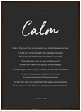 Calm Word of Intention Framed print 50x70 cm / 20x28″ Dark wood frame Carbon paper