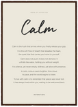 Calm Word of Intention Framed print 50x70 cm / 20x28″ Dark wood frame Linen paper