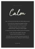 Calm Word of Intention Framed print 50x70 cm / 20x28″ White frame Carbon paper