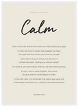 Calm Word of Intention Framed print 50x70 cm / 20x28″ White frame Linen paper