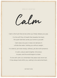 Calm Word of Intention Framed print 50x70 cm / 20x28″ Wood frame Linen paper