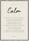 Calm Word of Intention Framed print A1 (59.4 x 84.1 cm) Black frame Linen paper