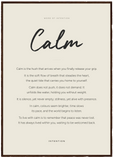 Calm Word of Intention Framed print A1 (59.4 x 84.1 cm) Dark wood frame Linen paper